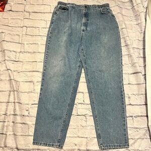 Lee Vintage High Waisted‎ Mom Jeans Elastic Waist Light Blue Denim Relaxed Fit